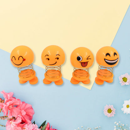 Cute Emoji Bobble-Head Funny Smiley Face Emoticon Figure Spring Dolls Bounce Toys for Car Interior Dashboard Accessories Desktop Decoration / Kids Toys (Pack of 8) Your Brand