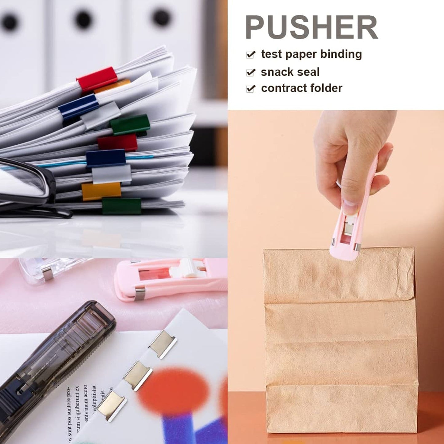 Portable Paper Clamp With 8 Pcs Clip Dispenser Handheld Paper Fast Clam (1 Set) Your Brand