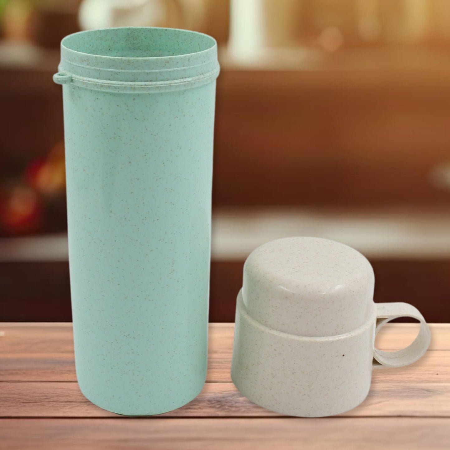 Travel Coffee Cup Portable Water Bottle Wheat Straw Coffee Tea Mug Coffee Mug with Lids for Coffee Tea Portable for School (300 ML Approx) Your Brand