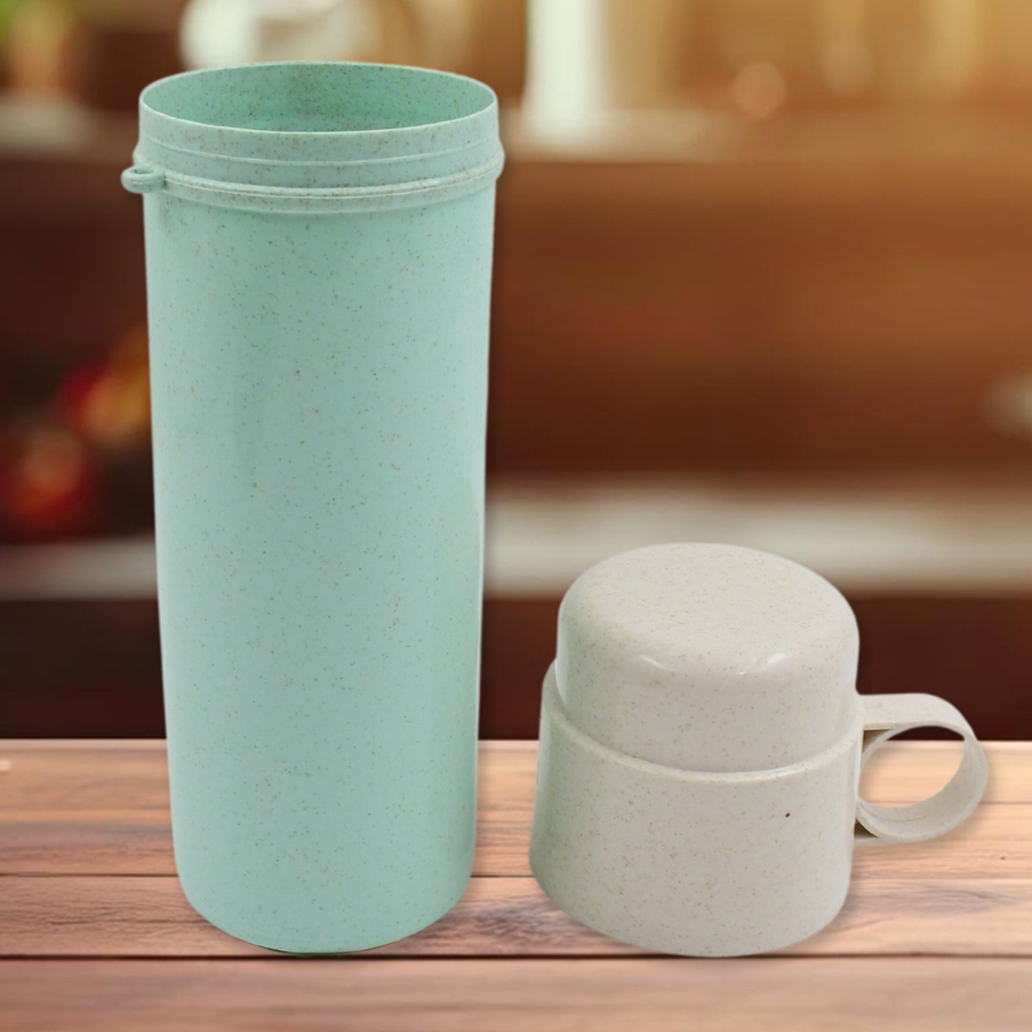 Travel Coffee Cup Portable Water Bottle Wheat Straw Coffee Tea Mug Coffee Mug with Lids for Coffee Tea Portable for School (300 ML Approx) Your Brand