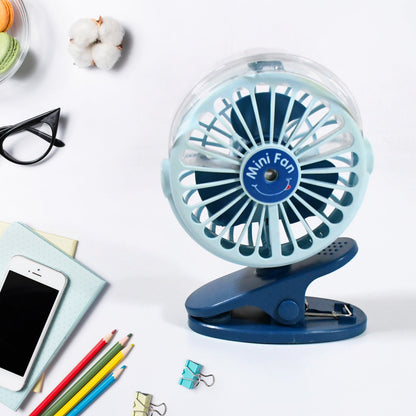 Portable Clip-on Fan, Battery Operated, With Light & Spray, Small Yet Powerful USB Table Fan, 3-Speed Quiet Rechargeable Mini Desk Fan, 360° Rotation, Personal Cooling Fan for Home, Office, Camping Your Brand