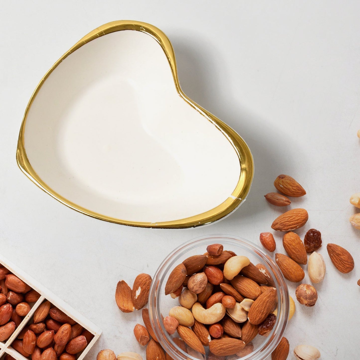 Snacks Hut Ceramic Tea / Cups Set With Heart Shape Plastic Serving Platter, Milk Cup / Mug, Coffee Cup, Tea Cup BPA Free Food Grade, or Outdoor for Household Gift For Birthday (3 Pcs Set) Your Brand