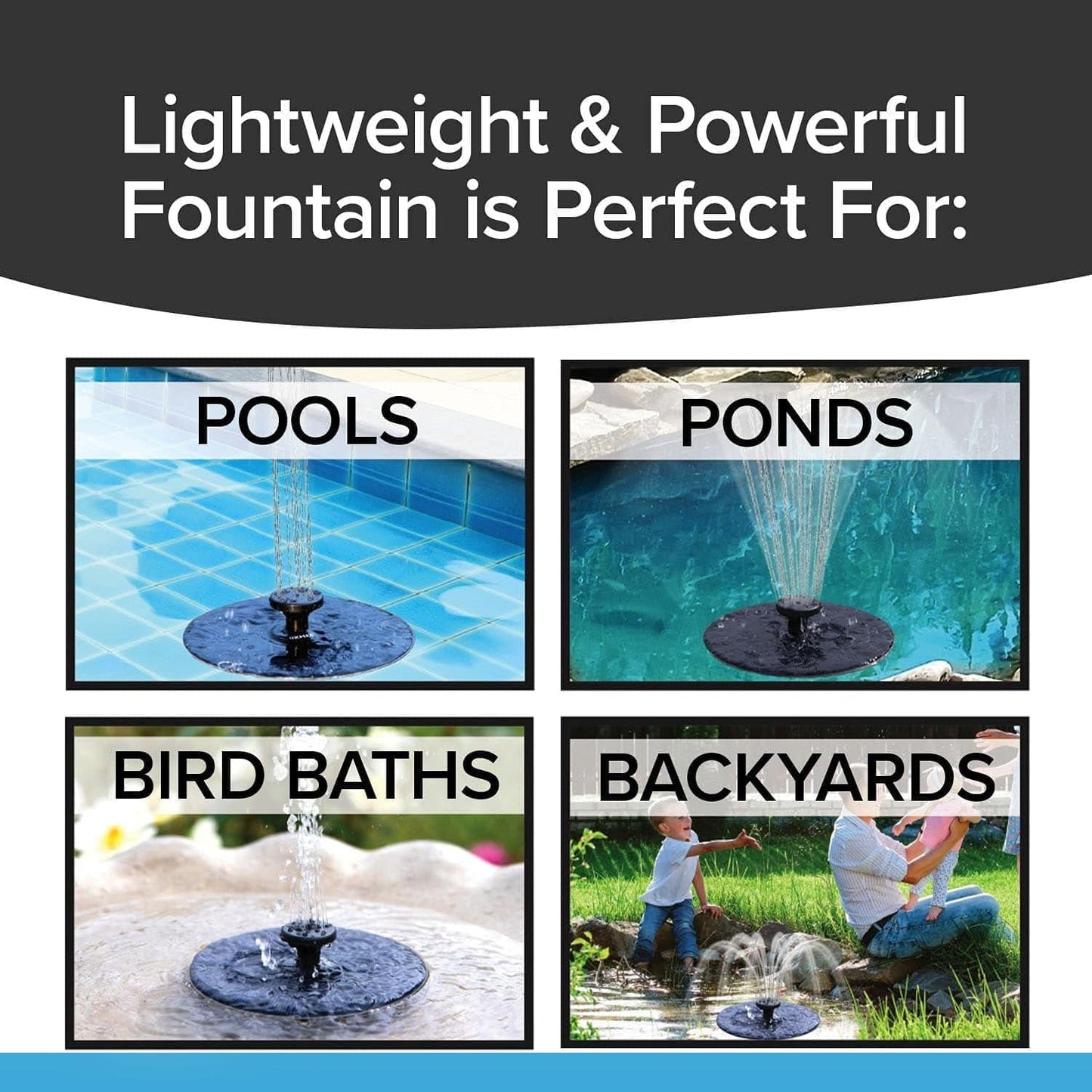 Fast Fountain by Pocket Hose - Solar-Powered - Instantly Adds a Water Feature Virtually Anywhere - 5 Spray Modes - No Installation or Batteries Required - Great for Bird Baths, Pools, Pond & More (1 Pc) Your Brand