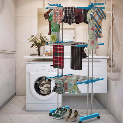 Premium Heavy Duty Stainless Steel 3 Layer Foldable Cloth Drying Stand (1 Set / With Brown Box) Your Brand
