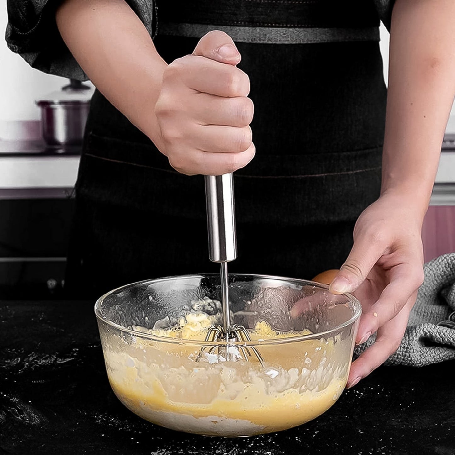 Hand Push Mixer, Egg Whisk, Stainless Steel Blender (1 Pc) Your Brand