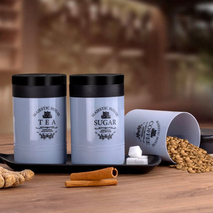 Accurate Seal Tea Sugar Coffee Container - 3 Pcs Plastic Damru Shaped Tea, Coffee, Sugar Canisters Jar, New Airtight Food Seal Containers for Salt, Dry Fruit, Grocery Multicolor (3 Pcs Set) Your Brand