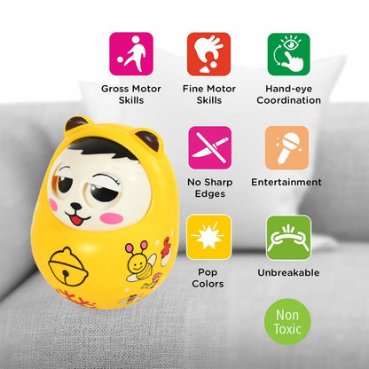 Musical Roly Poly Toys for Baby | Push and Shake Wobbling Toy with Music | Tumbler Doll Toy for Babies | Sound Balancing Doll Toys for Baby Boys, Girls 8+ Months Multicolor (1 Pc) Your Brand