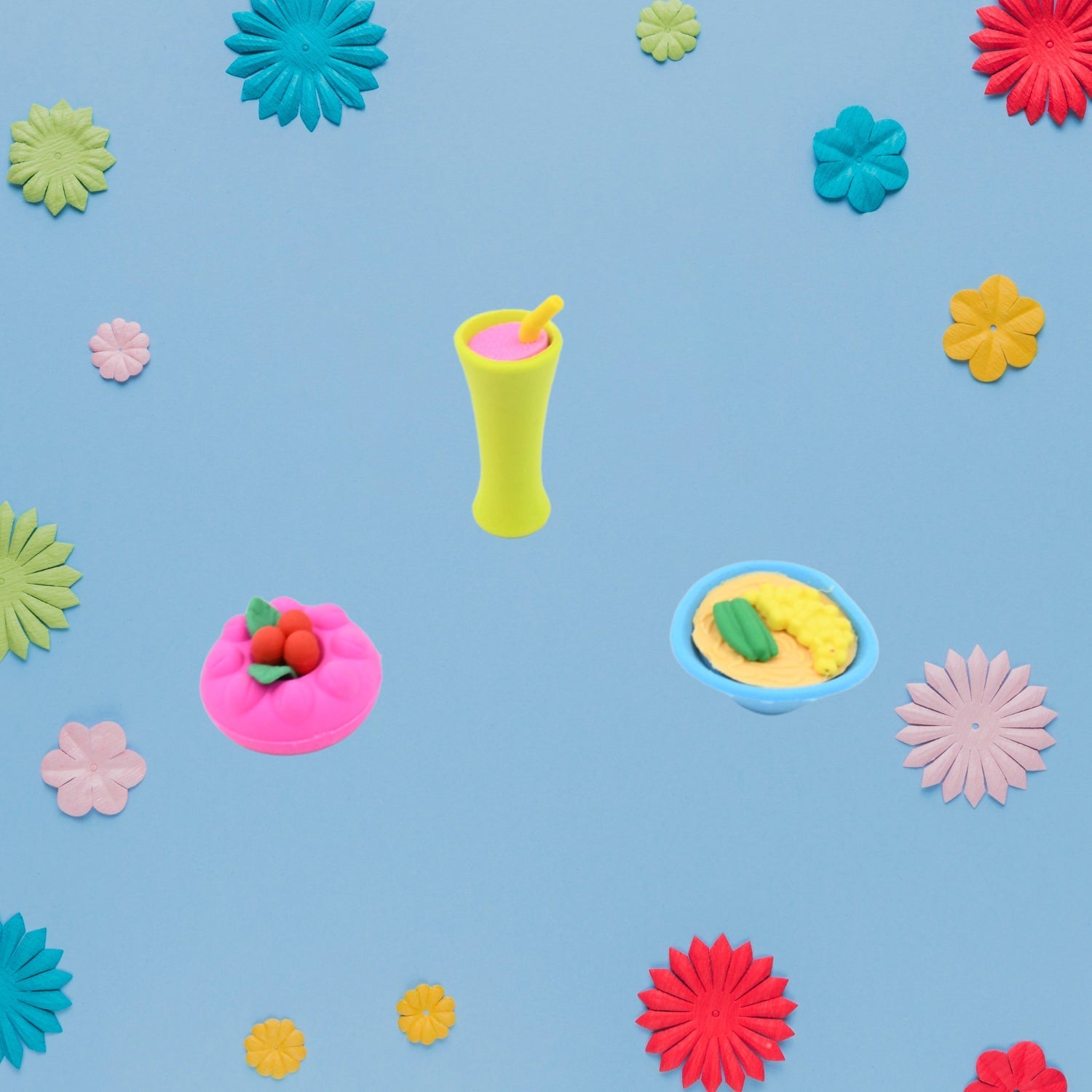 3D Mix Design Fancy & Stylish Colorful Erasers, Mini Eraser Creative Cute Novelty Eraser for Children Different Designs Eraser Set for Return Gift, Birthday Party, School Prize (1 Set) Your Brand