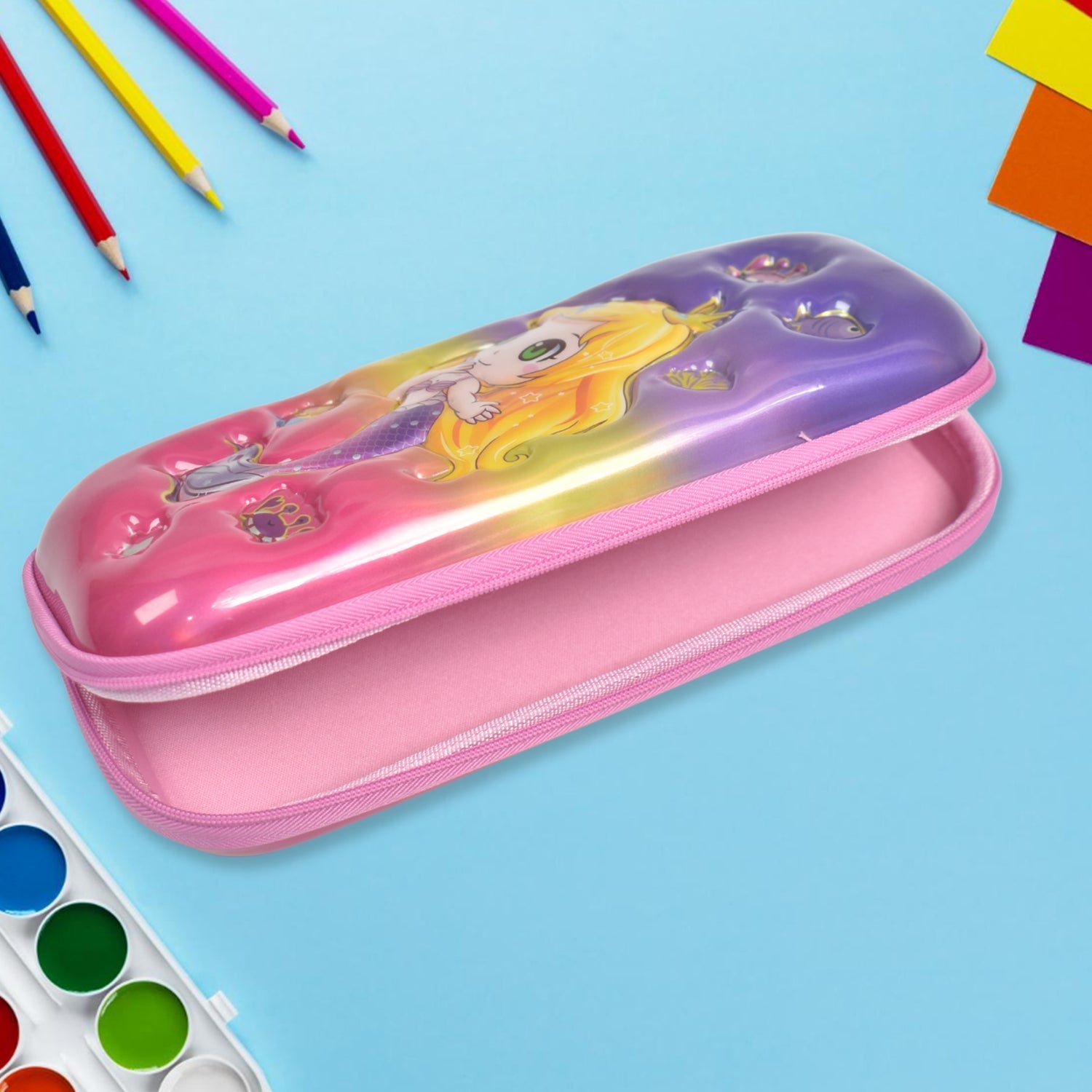 3D Cartoon Zipper Compass Box, Pencil Box (1 Pc) Your Brand