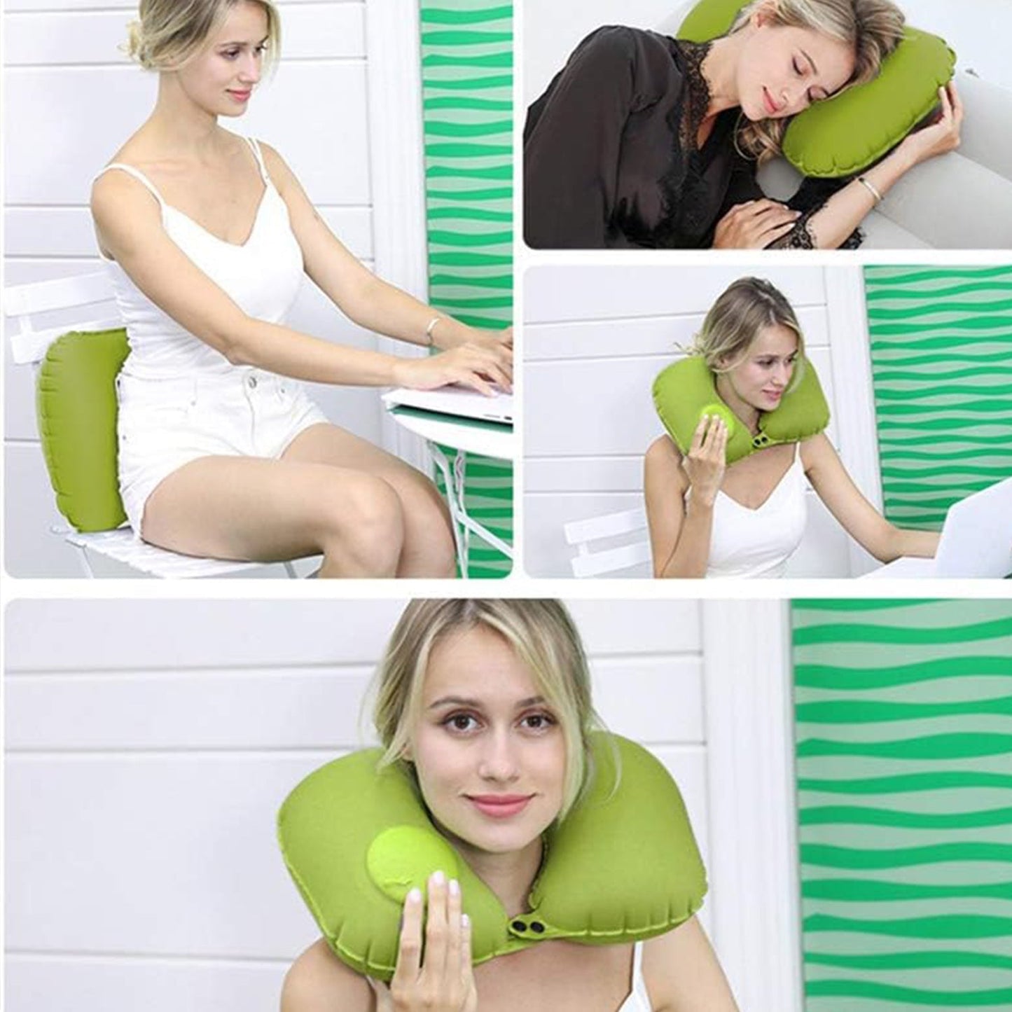 Inflatable & Foldable, Pillow U Shape Air Cushion Travel Pillow, Travel Business Trip Neck Pillow for Long Trips, Ideal for Men & Women Portable, and Perfect for Backpacking, Car Camping, and Even Airplane Travel Your Brand