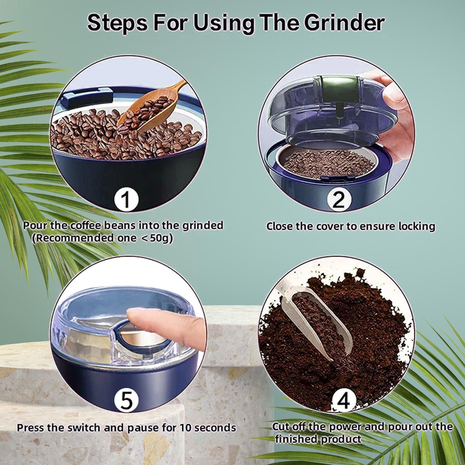 Portable 4-Blade Mini Grinder & Blender for Home & Office Your Brand