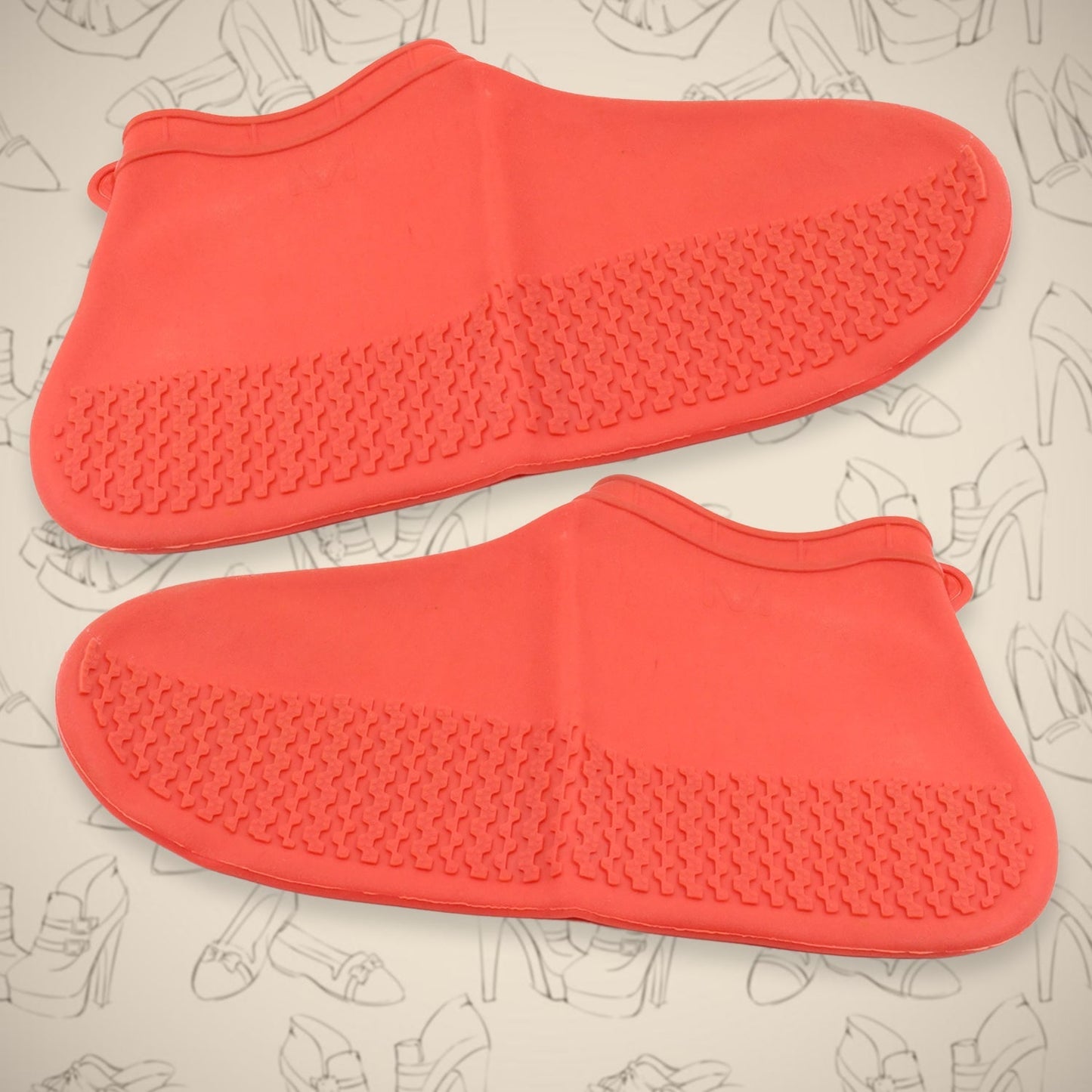 Non-Slip Silicone Rain Reusable Anti skid Waterproof Fordable Boot Shoe Cover (Medium Size / 1 Pair / Red) Your Brand