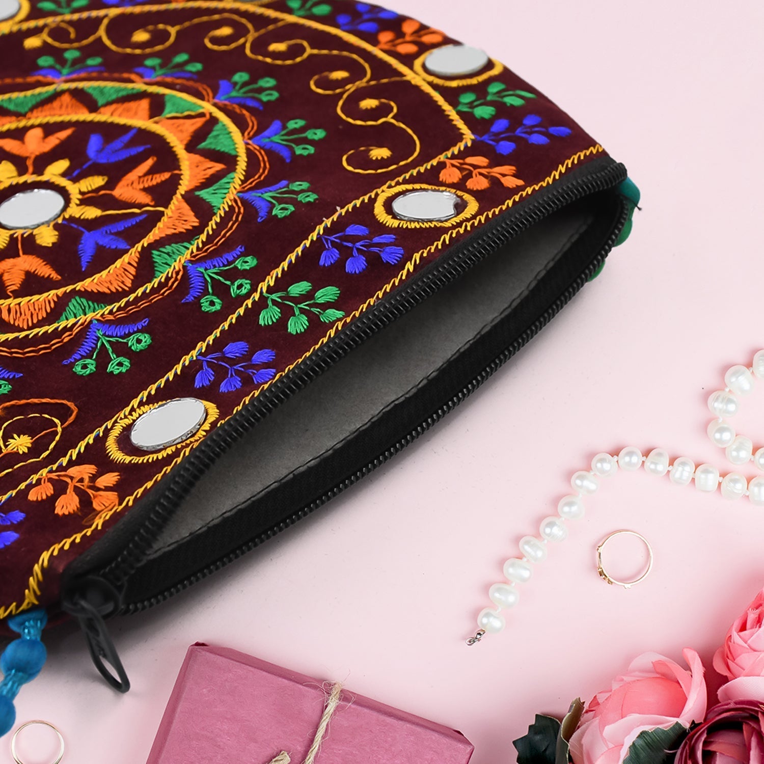 Handcrafted Cotton Embroidered Shoulder Bag / Purse for Girls & women (1 Pc / 9 Inch / Mix Desing) Your Brand