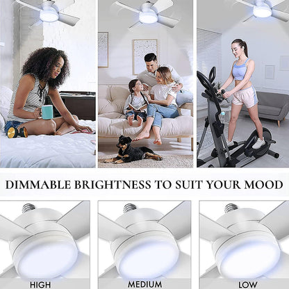 Socket Fan Light Original - Cool Light LED – Ceiling Fans with Lights and Remote Control, Replacement for Lightbulb - Bedroom, Kitchen, Living Room,1000 Lumens / 5000 Kelvins Cool LEDs (Remote Battery Not Included) Your Brand
