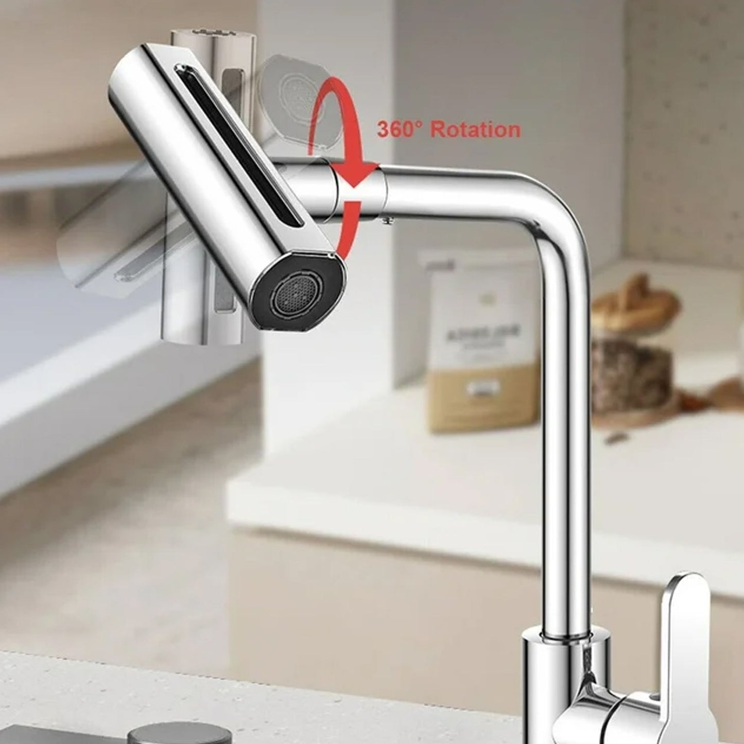 Multifunction Shower Waterfall Kitchen Faucet, 360° Rotation Waterfall Kitchen Faucet, Touch Kitchen Faucet, Faucet Extender for Kitchen Sink, Swivel Waterfall Kitchen Faucet for Washing Vegetable Fruit (4 In 1 ) Your Brand