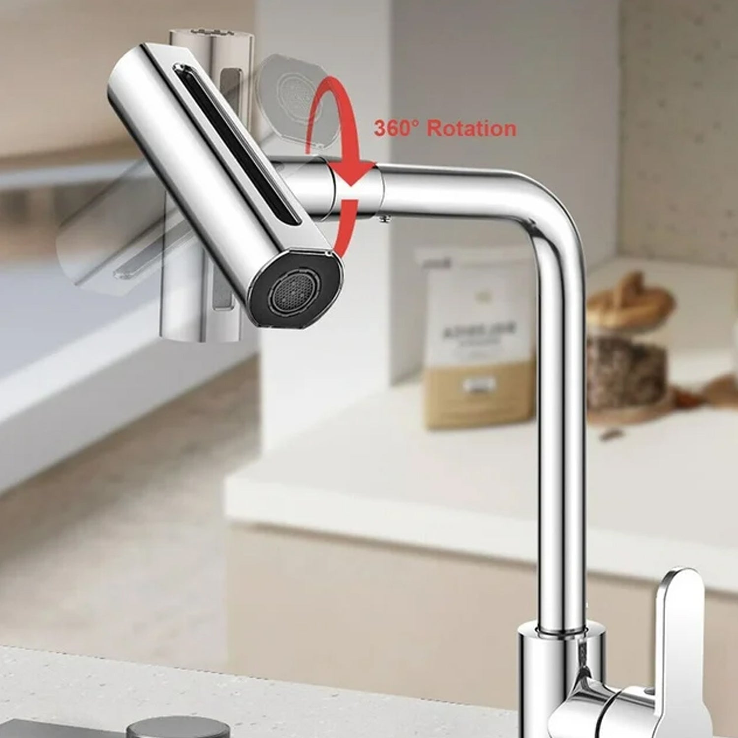Multifunction Shower Waterfall Kitchen Faucet, 360° Rotation Waterfall Kitchen Faucet, Touch Kitchen Faucet, Faucet Extender for Kitchen Sink, Swivel Waterfall Kitchen Faucet for Washing Vegetable Fruit (4 In 1 ) Your Brand