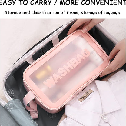 Cosmetic Pouch, Make up Bag for Home & Travel, Toiletry Bag for Cosmetics, Brushes, Accessories Set of 3 Small, Medium & Big - Wash Bag Your Brand