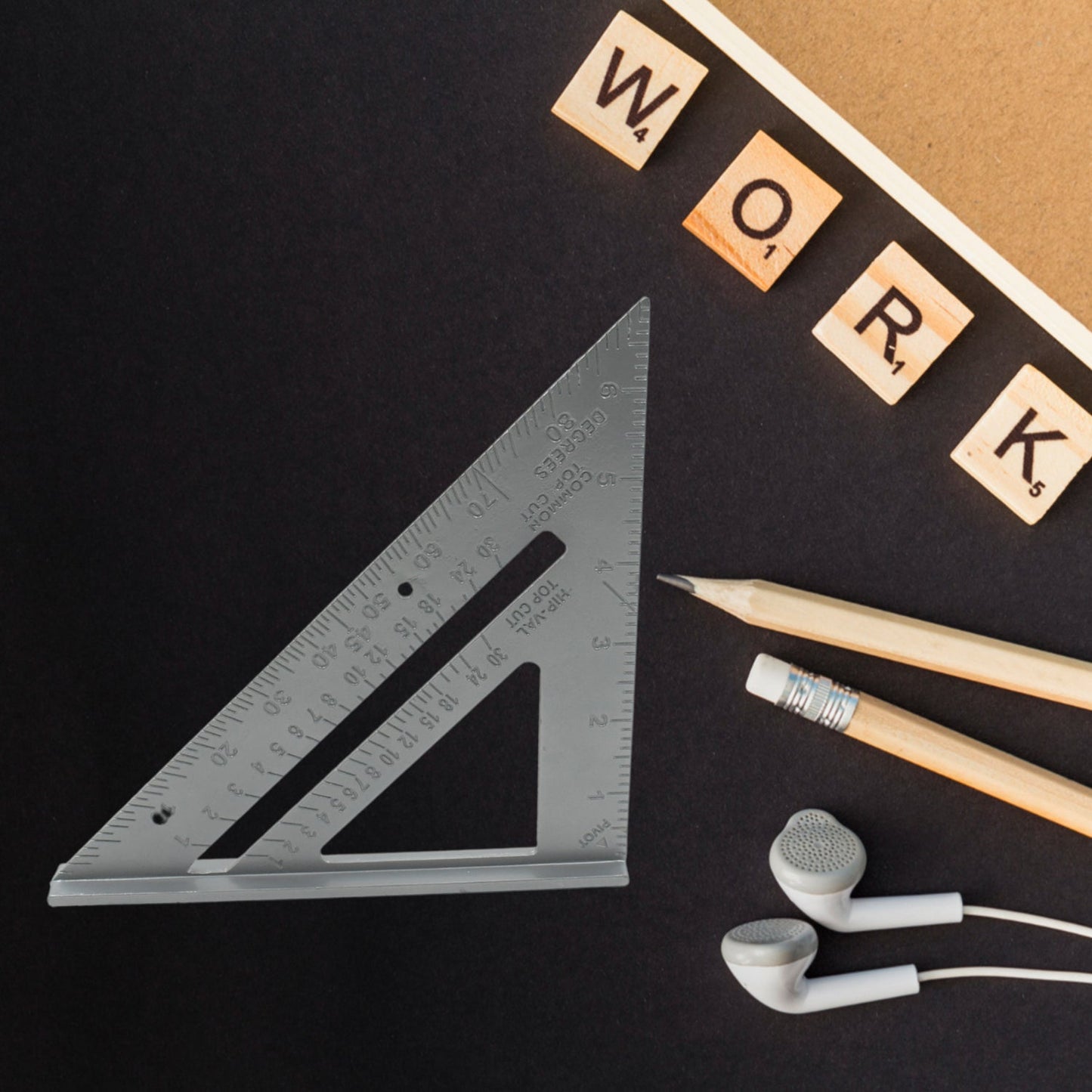 Double-Sided 45° Triangle Ruler – 7-Inch Aluminum Alloy Rafter Square for Home Use