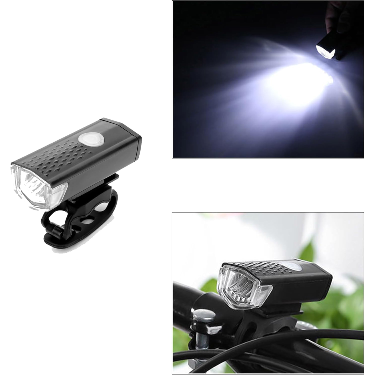 Combo of Bicycle LED USB Rechargeable Head Light and Tail Light (2 Pc Set) Your Brand