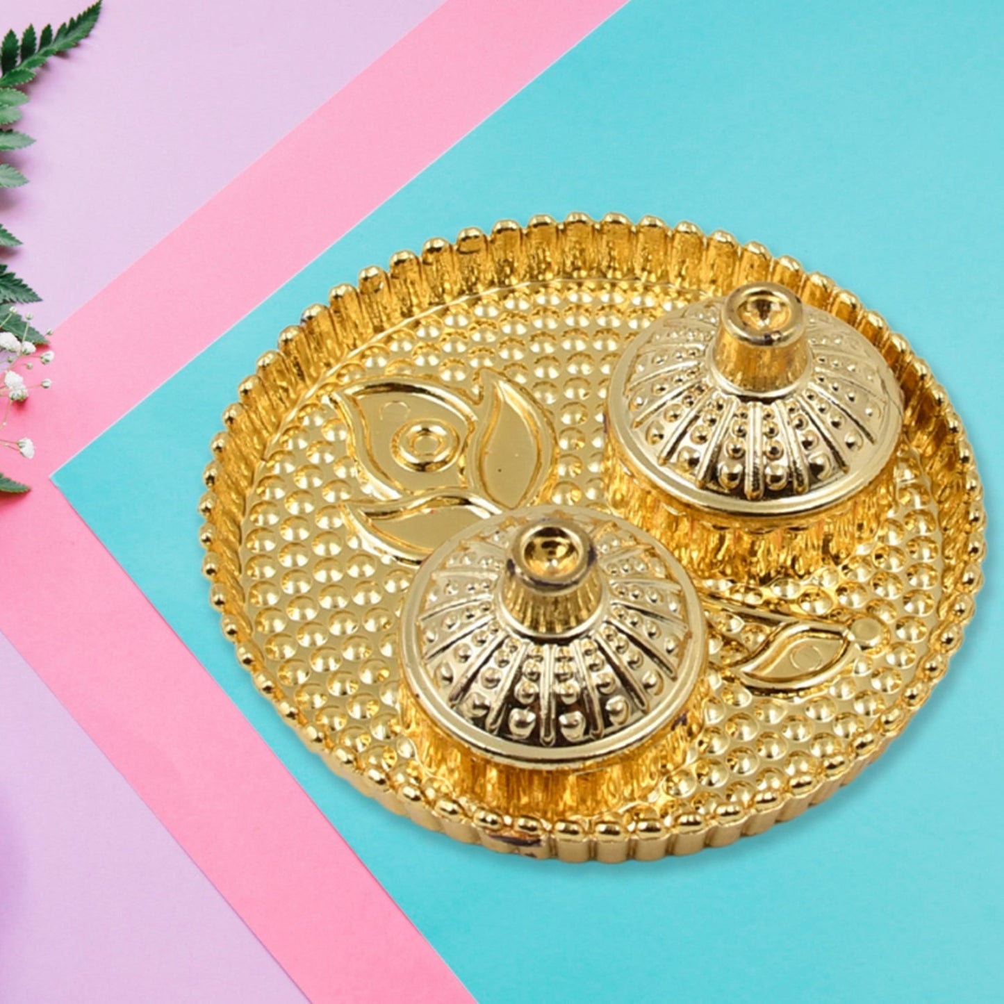 Round Shape Special Puja Thali, Kumkum Thali Holder (1 Pc / Small) Your Brand