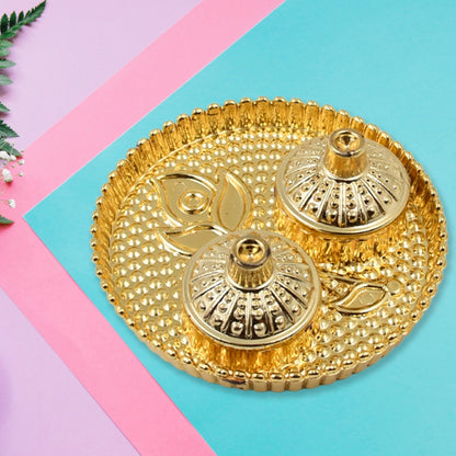 Round Shape Special Puja Thali, Kumkum Thali Holder (1 Pc / Small) Your Brand