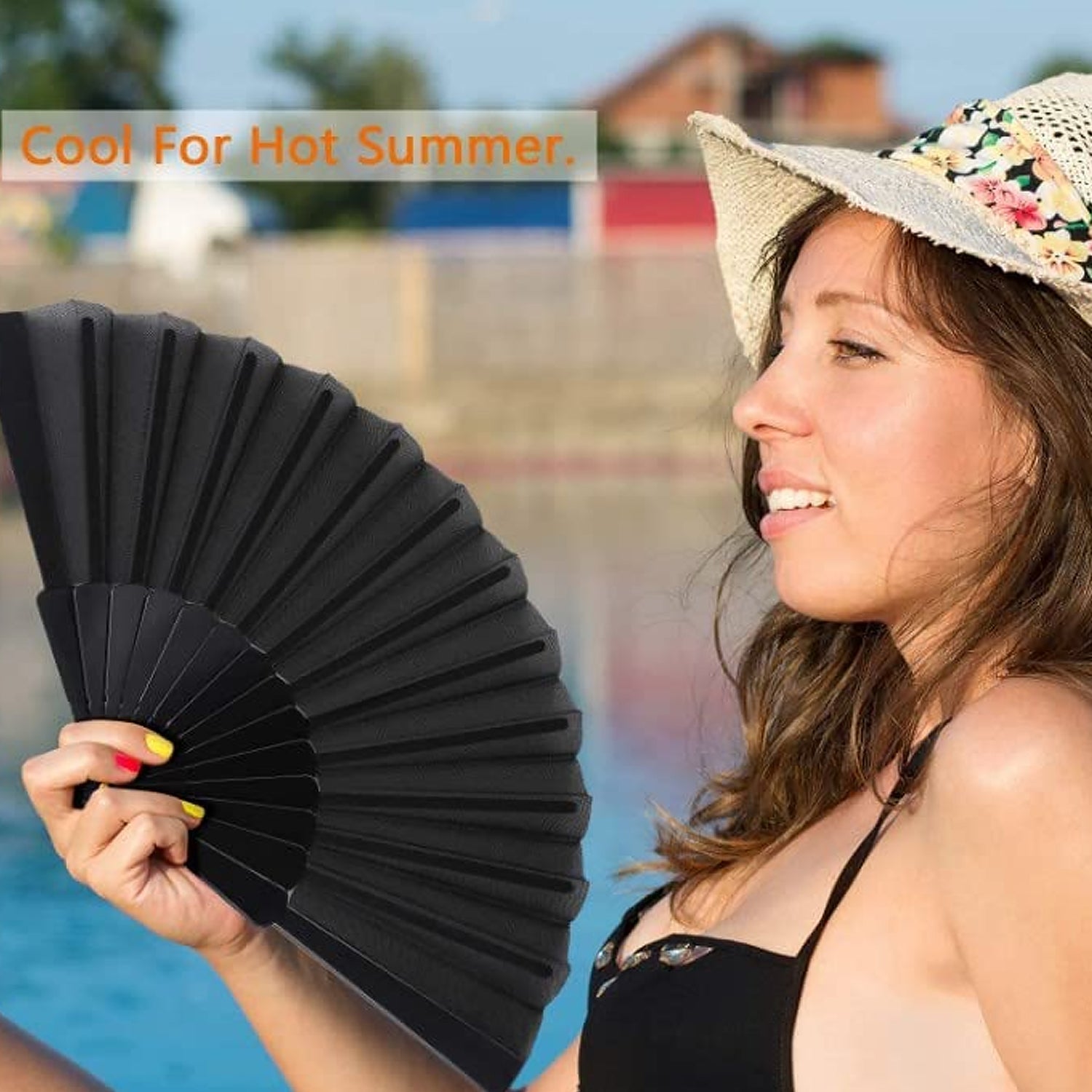 Folding Handheld Pretty Hand Fan Wedding Party Accessory Pocket Sized Fan For Wedding Gift, Party Favors, DIY Decoration, Summer Holidays (1 Pc) Your Brand