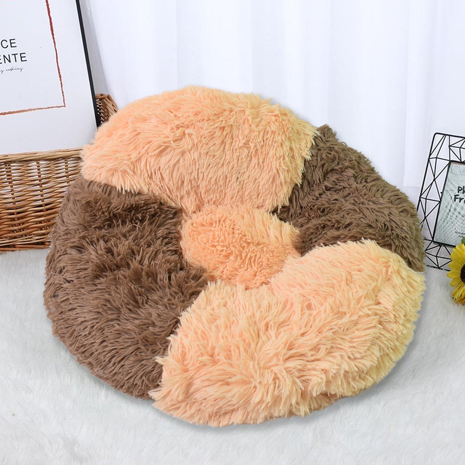 Dog Bed, Cat Bed,  Bottom Calming Donut Dog Bed (1 Pc) Your Brand