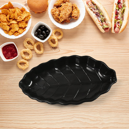 Invitation Round Ceramic Snacks Bowl With Plastic Leaf shape Serving platter Portable, Lightweight Breakfast, Serving Bowl | Ideal for Rice, Pasta, Desserts Home & Kitchen Serving Bowl & platter (8 Pcs set) Your Brand