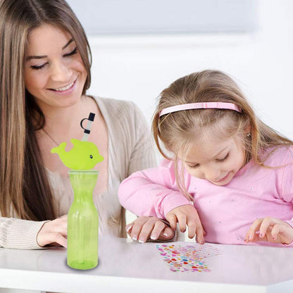 Party Props Birthday Return Gifts For Kids |Animal Shape Straw Sipper Bottle For Kids|Kids Return Gifts For Birthday|Straw Bottle For Kids Multicolor Your Brand