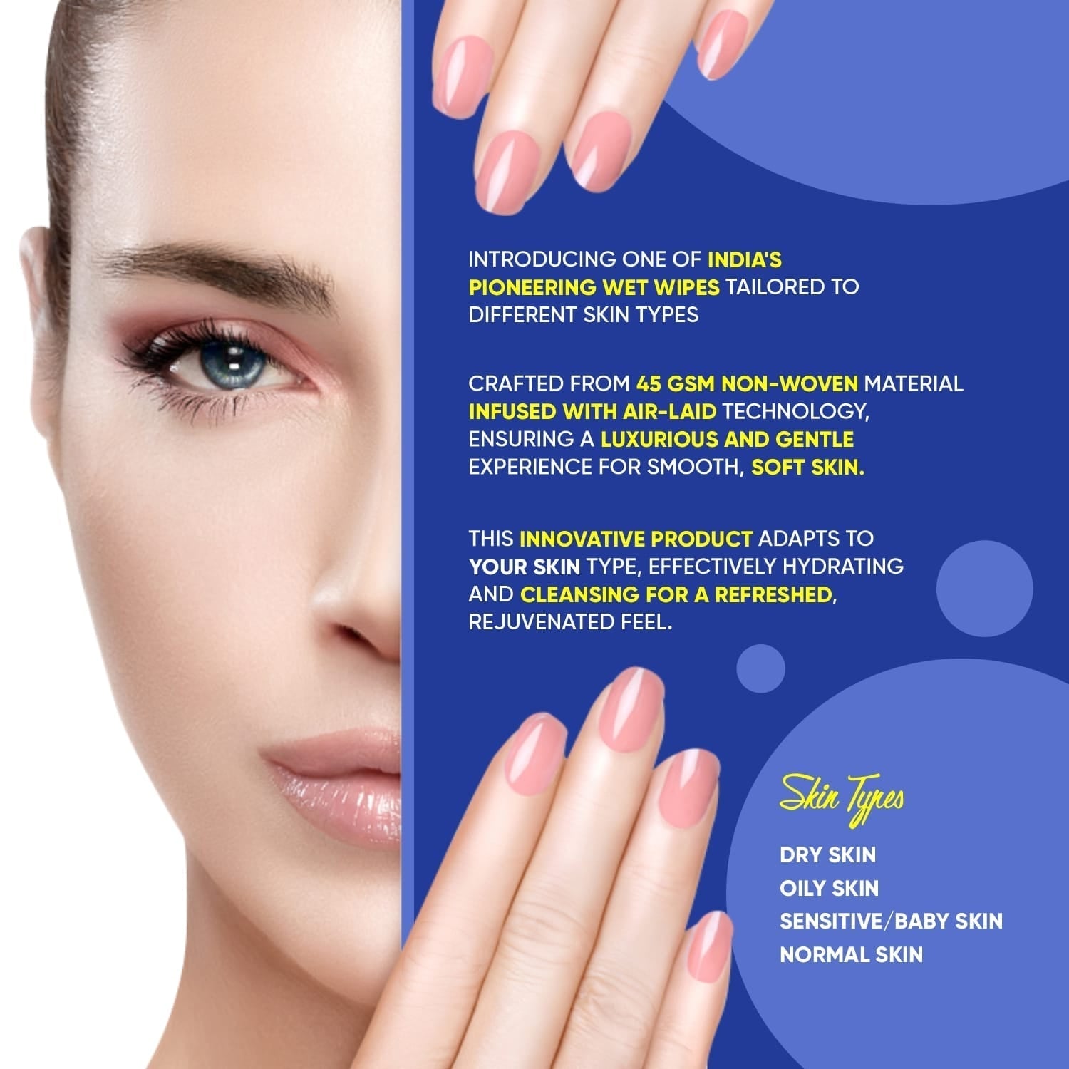 Refreshing Wet Wipes for Face | Facial Cleansing | Refreshing & Skin Hydration| Soothing for skin | pH Balance & Alcohol Free | Nourishing with Fruit extract | 25 Wipes Your Brand