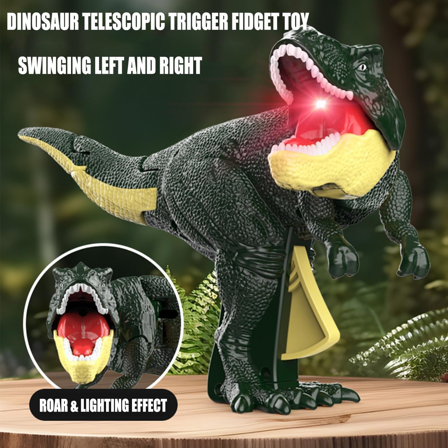 Dinosaur Roaring Toys Trigger, Dinosaurs Toys with Dinosaur Sound Lighting Model Vibrating Head Moving (3 + Years / 1 Pc) Your Brand