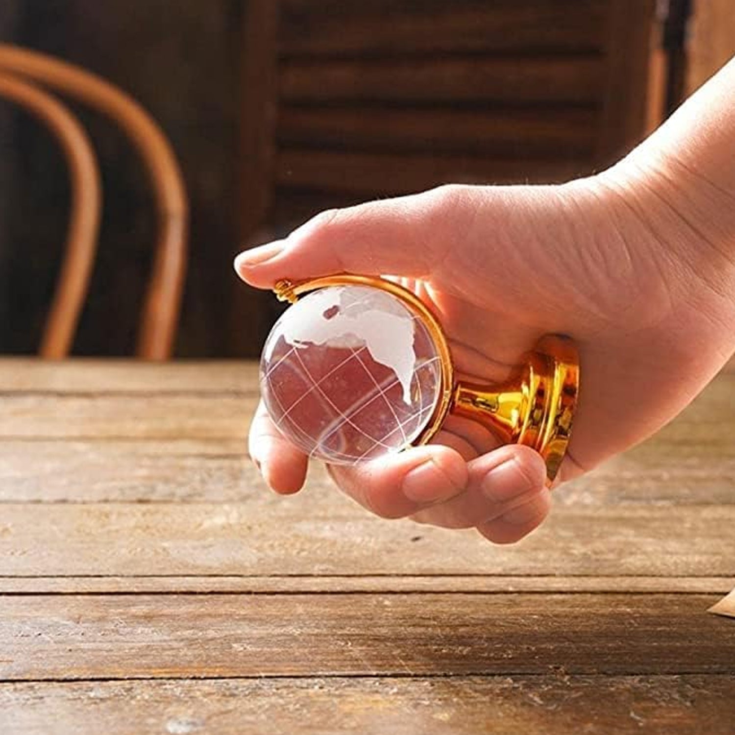 Crystal Globe / World Map 50 mm with Golden Stand (1 Pc) Your Brand