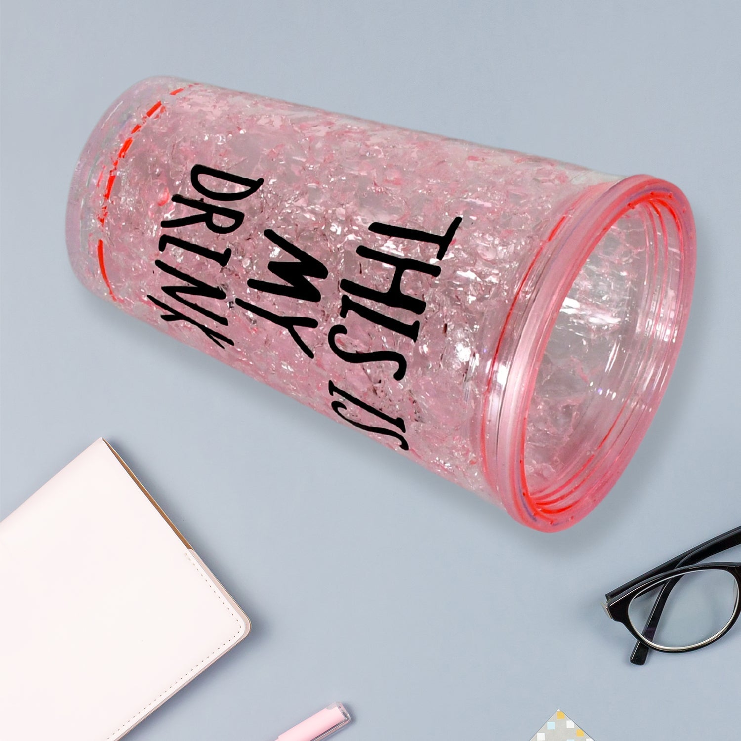 Plastic Creative Cold Drink Cup, Reusable Tea Coffee Tumbler with Lid and Straw, Double Wall Plastic Drinking Sport Bottle, Travel Tumbler Your Brand