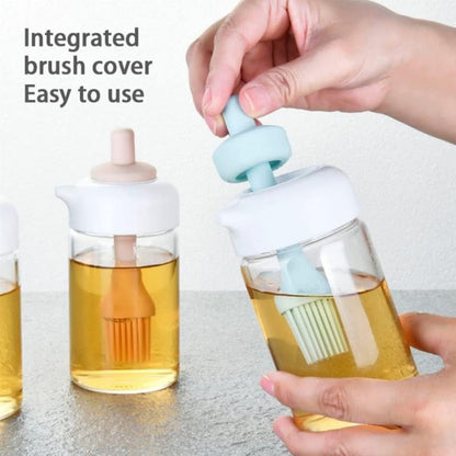 2 in 1 Glass Oil dispenser jar / Bottle with brush (1 Set) Your Brand