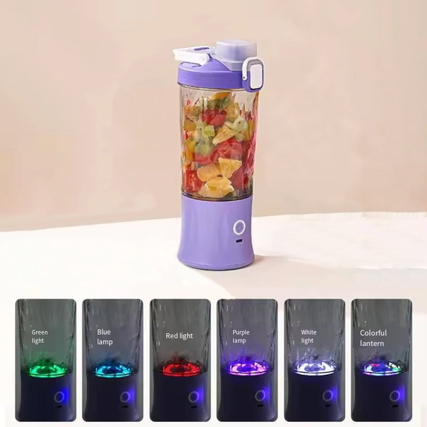 Eletric Crusher Juicer With Multicolor Light, 8 Blades (600 ML / Multicolor) Your Brand