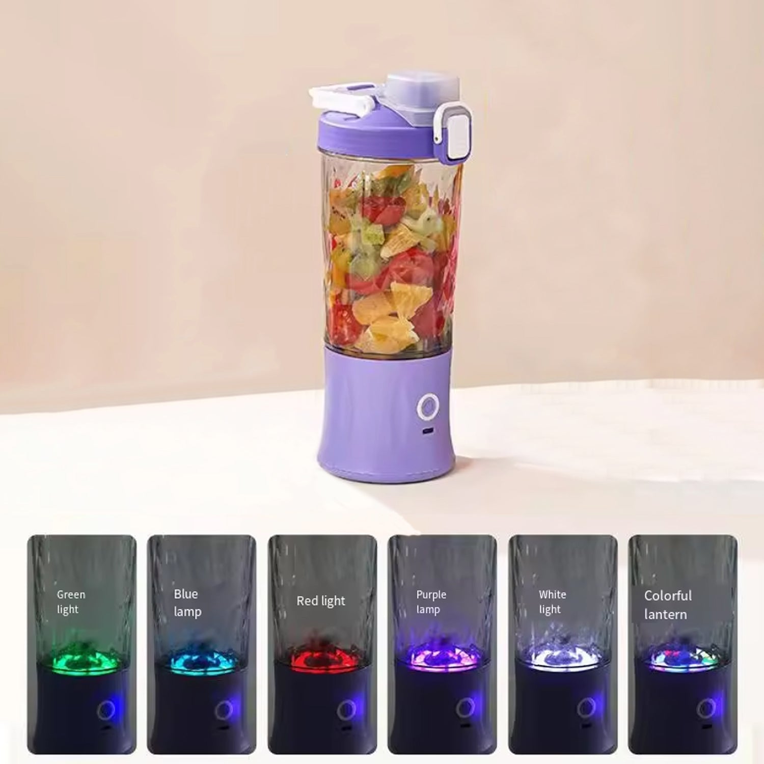 Eletric Crusher Juicer With Multicolor Light, 8 Blades (600 ML / Multicolor) Your Brand