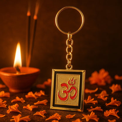 Om Trishul Symbol Golden Keychain (1 Pc)