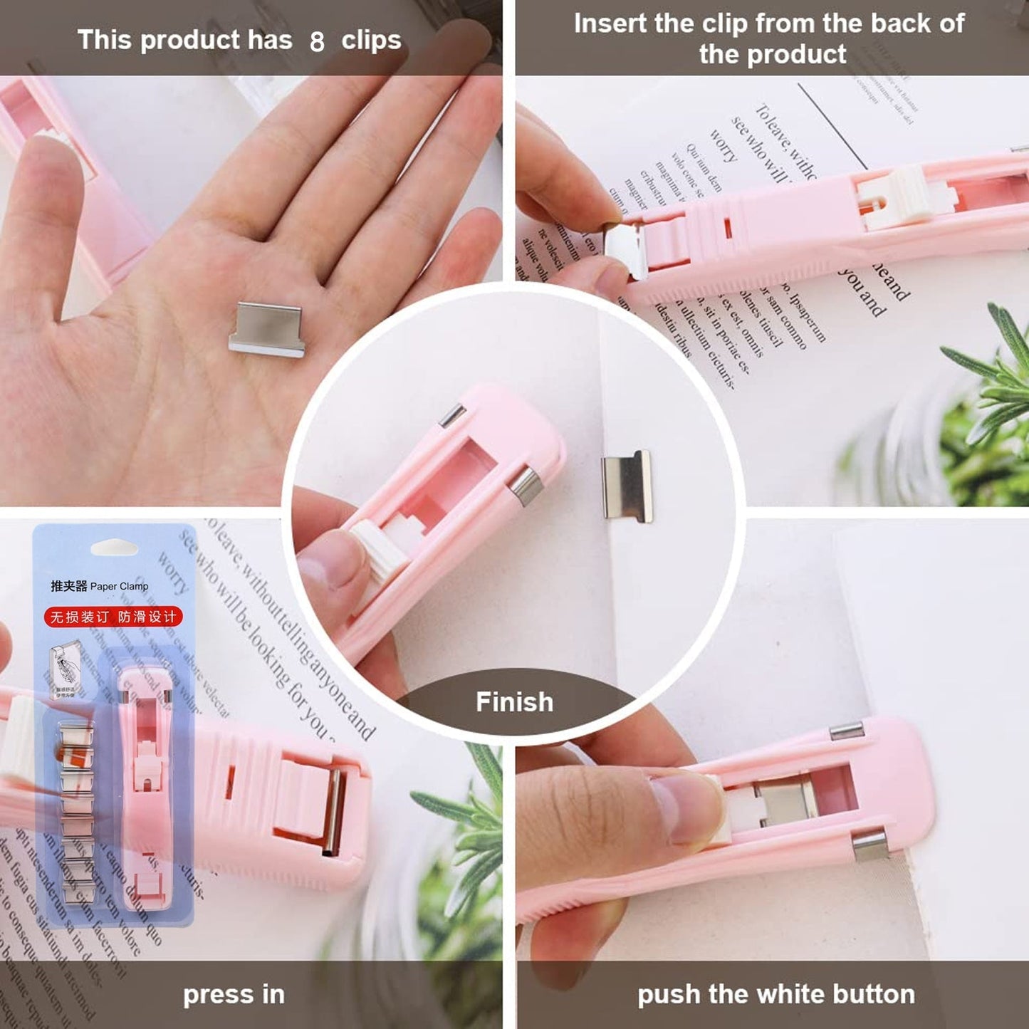Portable Paper Clamp With 8 Pcs Clip Dispenser Handheld Paper Fast Clam (1 Set) Your Brand
