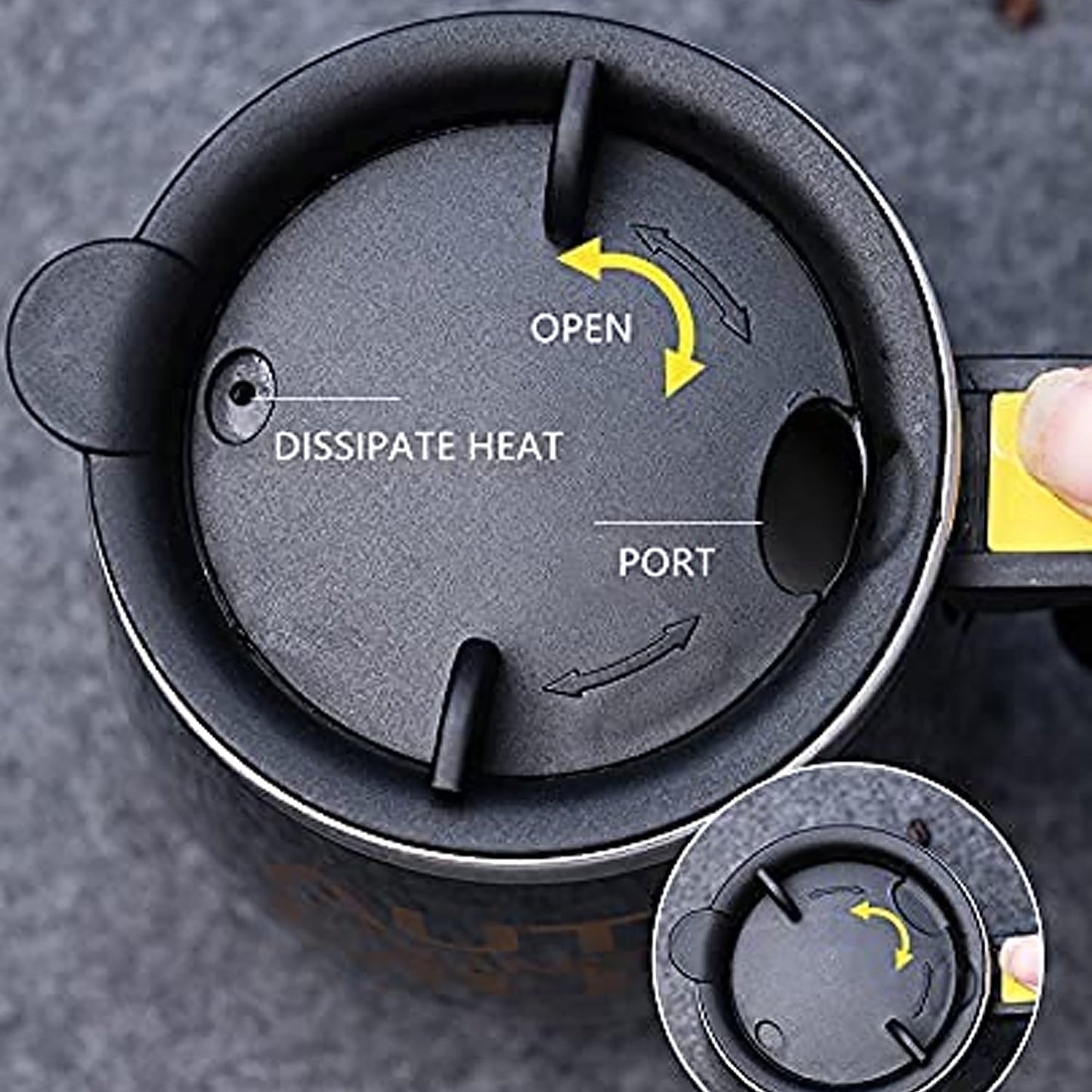 Self Stirring Mug With Lid used in all kinds of household and official places for serving drinks, coffee, any types of beverages etc. (1 Pc / 400 ML) Your Brand