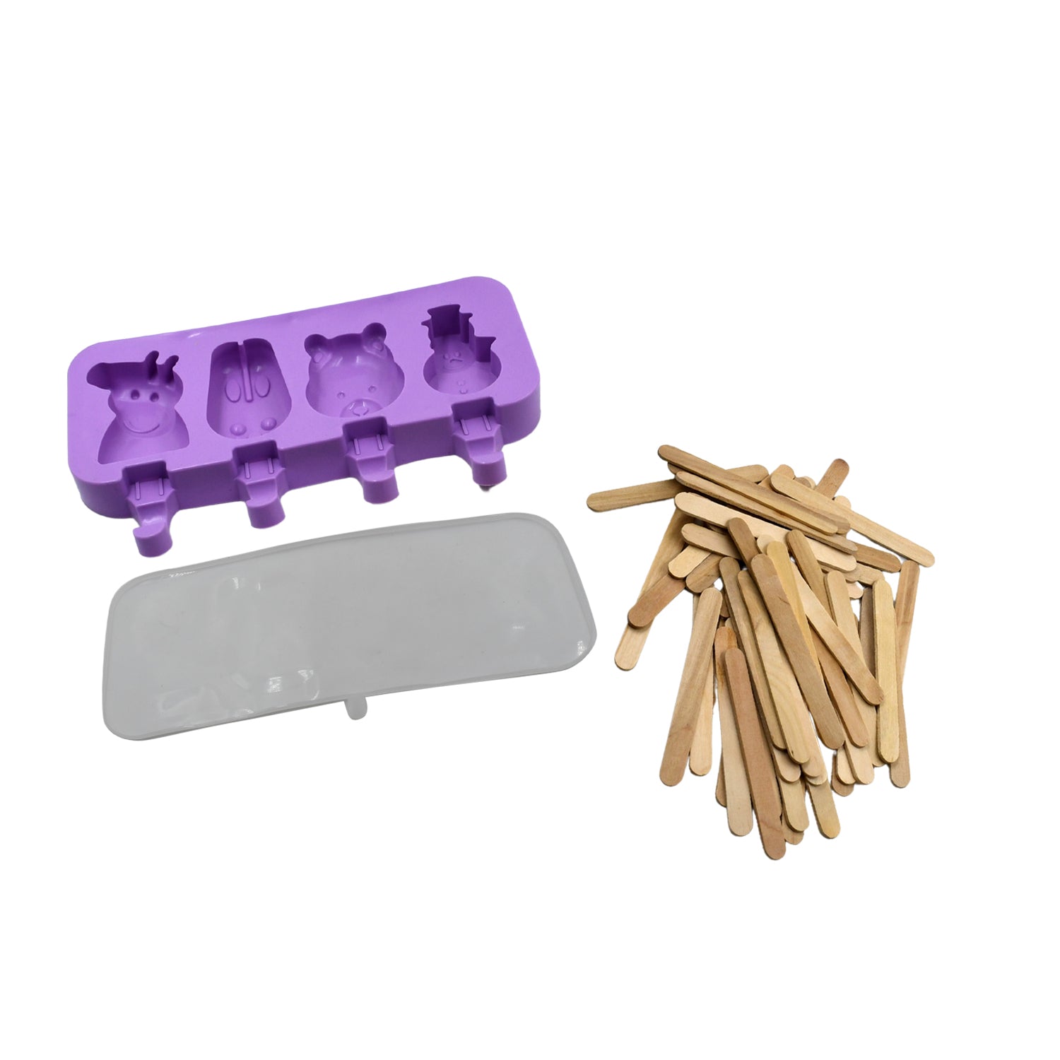 Silicone Popsicle Molds Ice Cream Pop Molds 4 Cavities with Lids 50 Pack Sticks for Kids Ice cube Maker Easy Release Your Brand