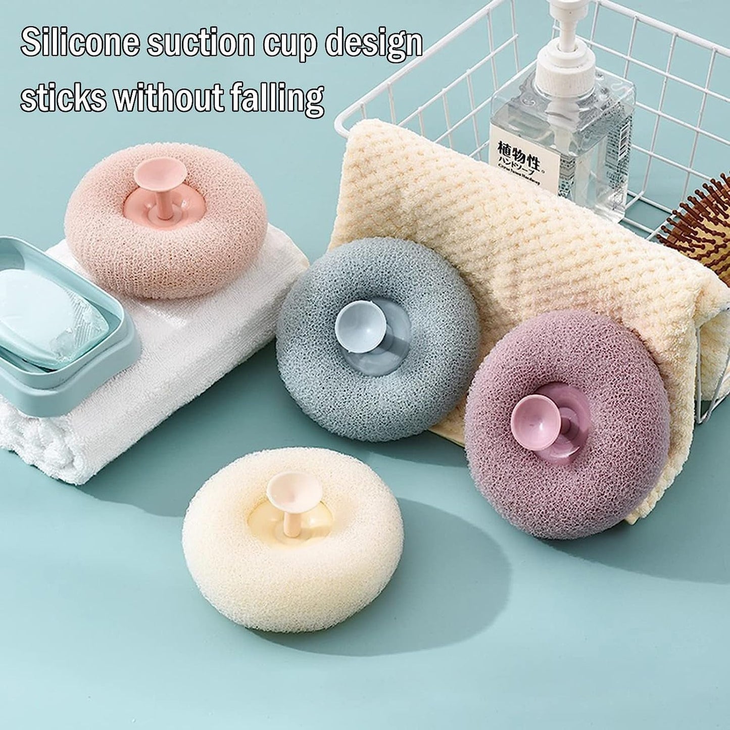 Super Soft Bath Sponge Flower Suction Cup Bath Sponges for Shower Women Men Foam Loofah Sponge Exfoliating Bath Sponge Body Washer Reusable loofah Massage Bath (1 pc) Your Brand