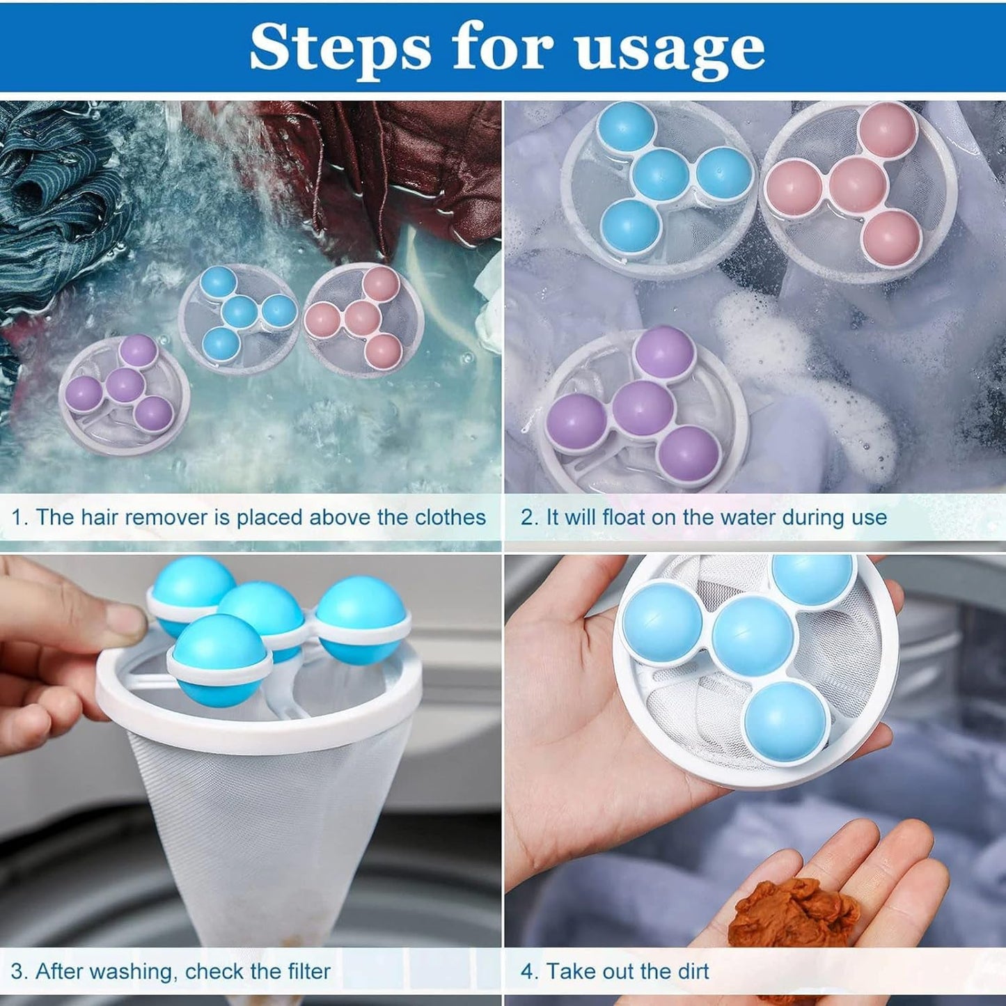 Laundry Ball Floating Pet Fur Lint Hair Catcher Household Reusable Washing Machine Floating Lint Mesh Bag Hair Filter Net Pouch Washing Lint Hair Remover Net, Mesh Bag Dryer (1 Pc) Your Brand