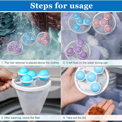 Laundry Ball Floating Pet Fur Lint Hair Catcher Household Reusable Washing Machine Floating Lint Mesh Bag Hair Filter Net Pouch Washing Lint Hair Remover Net, Mesh Bag Dryer (1 Pc) Your Brand