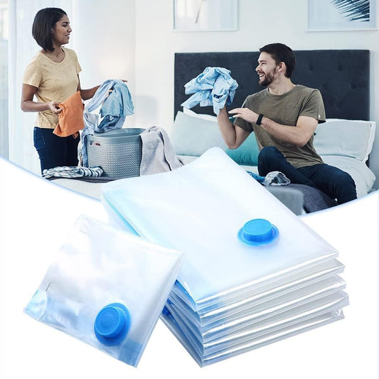 Vacuum Storage Bags with Suction Pump & Shirt clips - Vacuum Bags - Big Capacity Vacuum Seal Bags for Travel Clothes Blankets Pillows, Compression Bags | Space Saver Vacuum Storage Bags (5 Pcs Set) Your Brand