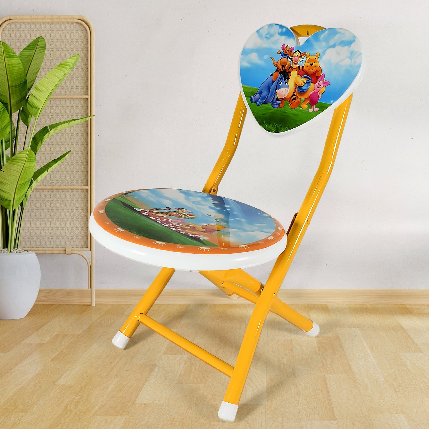 Heart Shape Kids Chair Cartoon Printed Foldable Kids / Children Folding Chair for Playrooms, Schools, Daycares, and Home. Metal and Fibre Body Picnic Beach Camping Chair (1 Pc) Your Brand