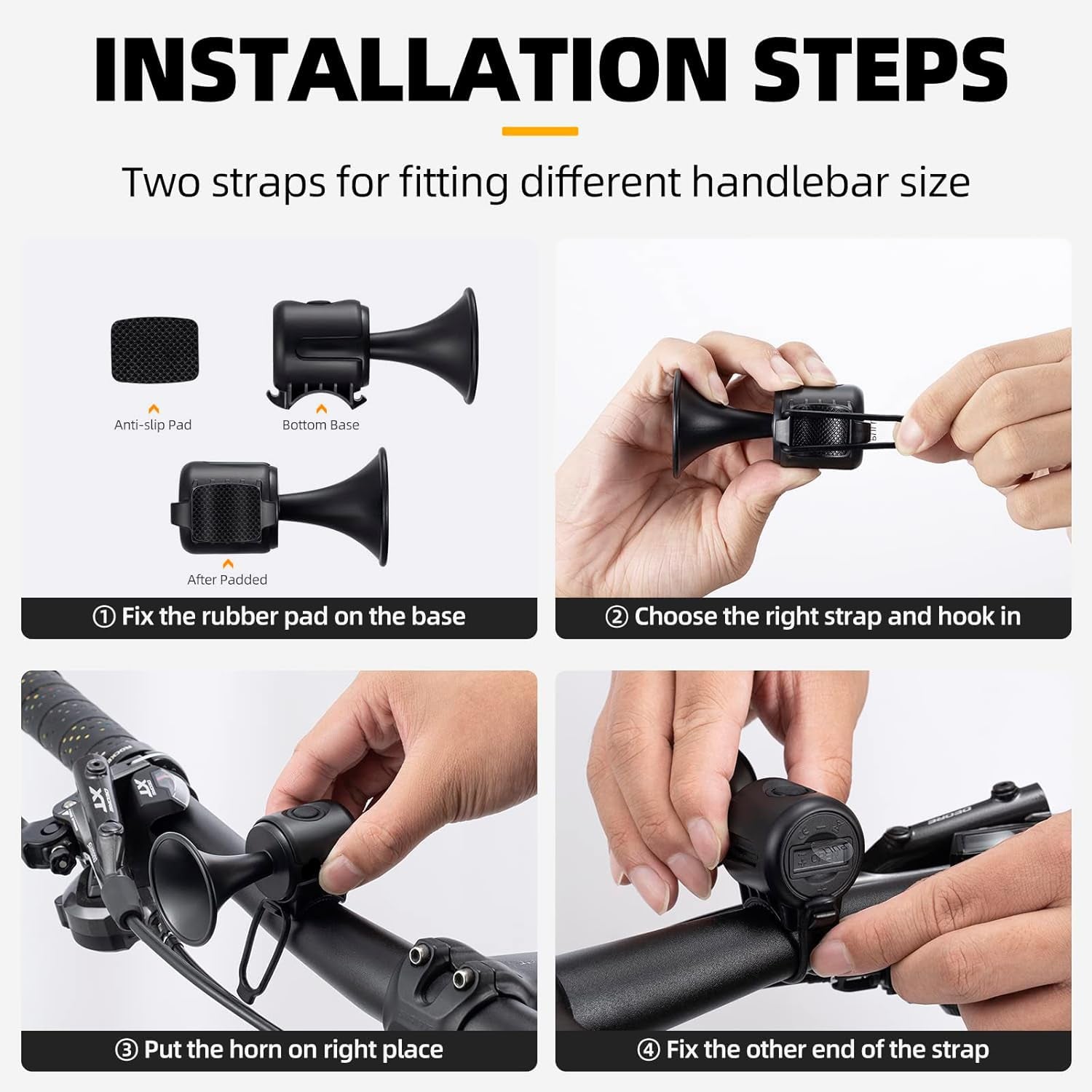 Bicycle Air Horn Loud - 120dB 1 Sound Mode Electronic Bicycle Bell,Super Electric Horn with Long Standby Button Battery Operated/IPX4 Waterproof Loud Bell for Adults Your Brand
