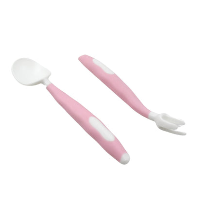 Silicone Bendable Kids Feeding Spoons And Forks, Toddler Utensils with Travel case, Baby Spoon and Fork Set for self-Feeding Learning Bendable Handle for Kid Children Toddlers (2 Pc Set) Your Brand