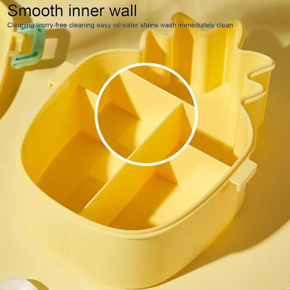 Kids Lunch Box Cute Pineapple Shaped Bento Box with Fork Spoon Snack Container