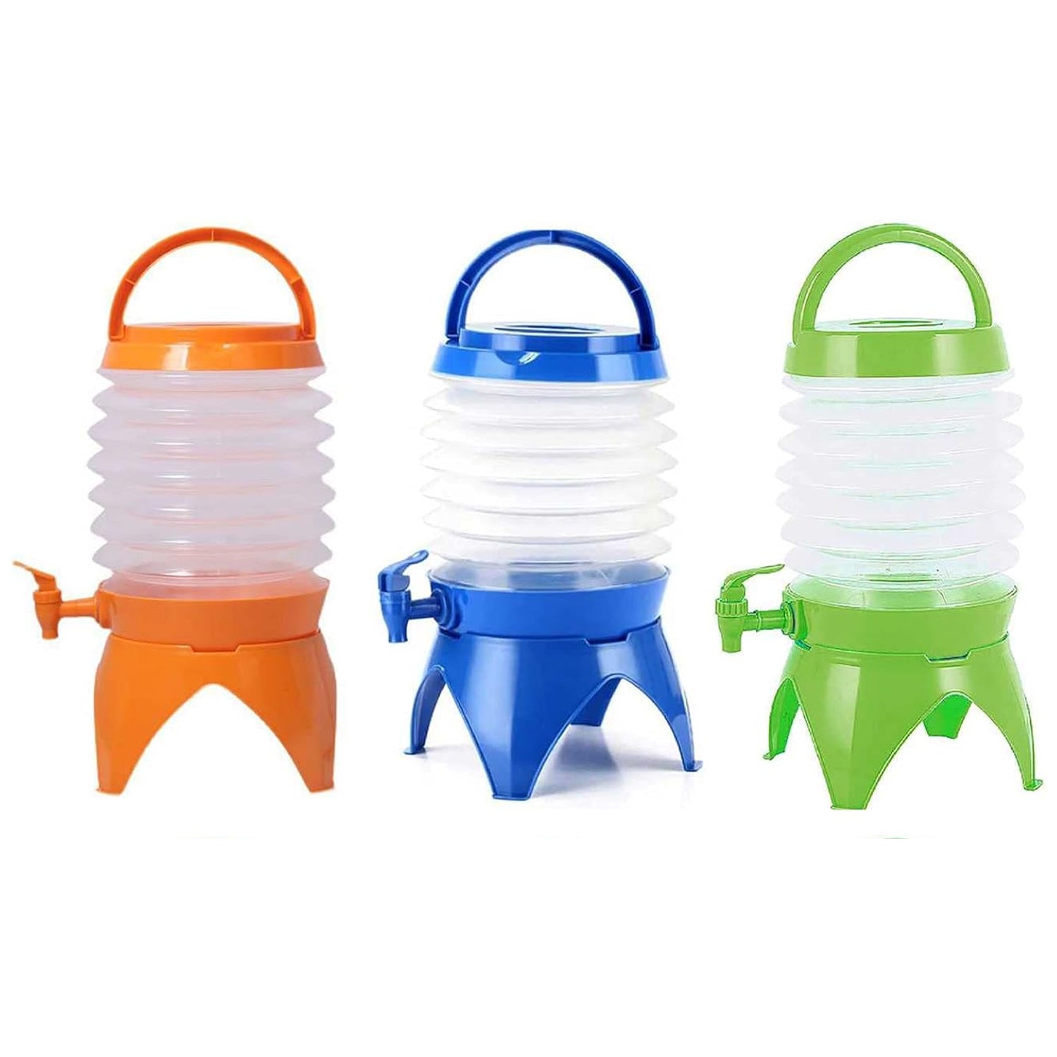 Plastic Collapsible Beverages Container with Tap Cold Drink Dispenser Folding Water Storage Water Jug Tank for Home and Outdoor Party Traveling Picnic (3.5 Litter/ Multicolor) Your Brand