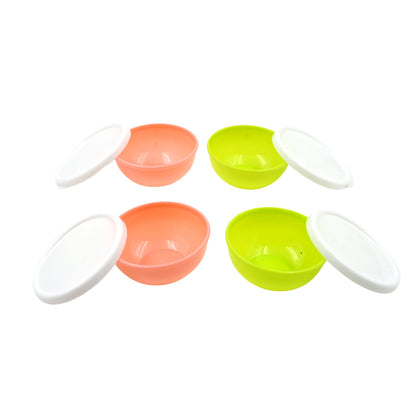 Multipurpose Small Round Plastic Bowl / Katori With Lid,  Chutney Bowl (4 Pcs Set)